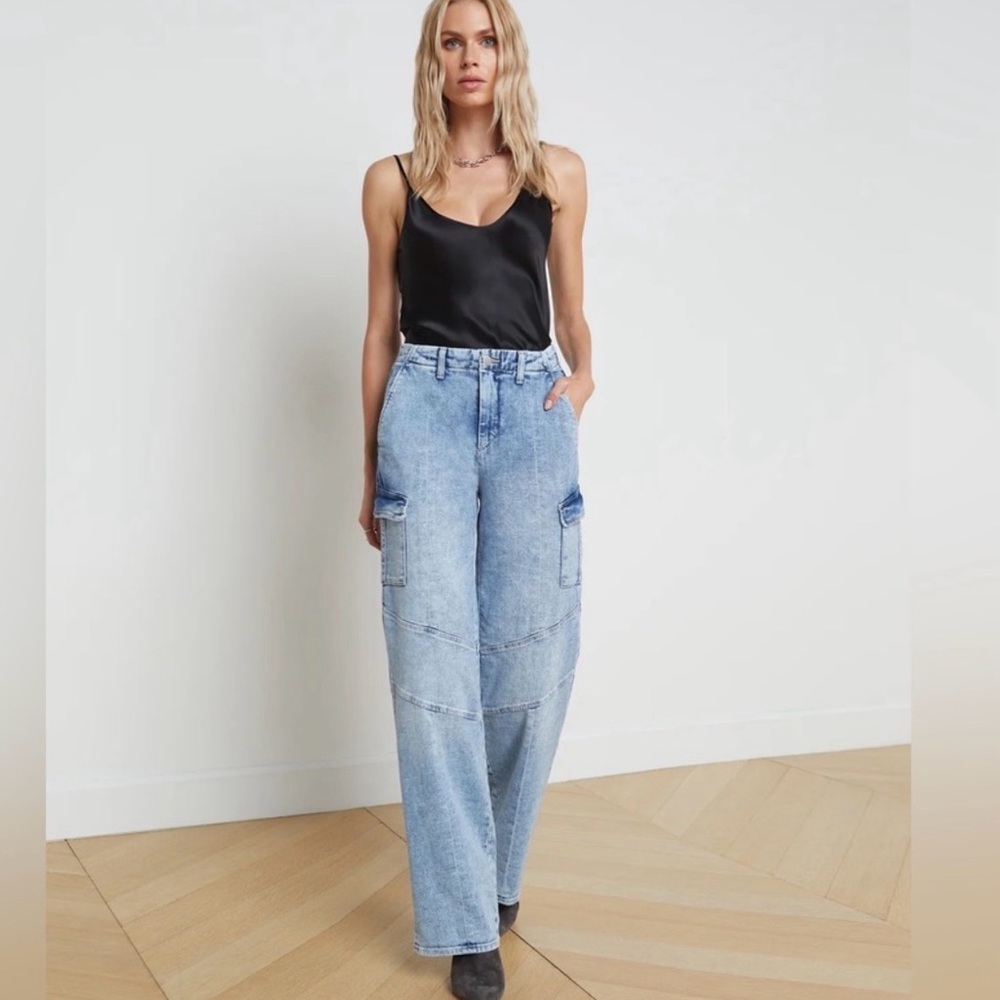 L’AGENCE Brooklyn Utility Wide Leg Pant In Brewer 24 New